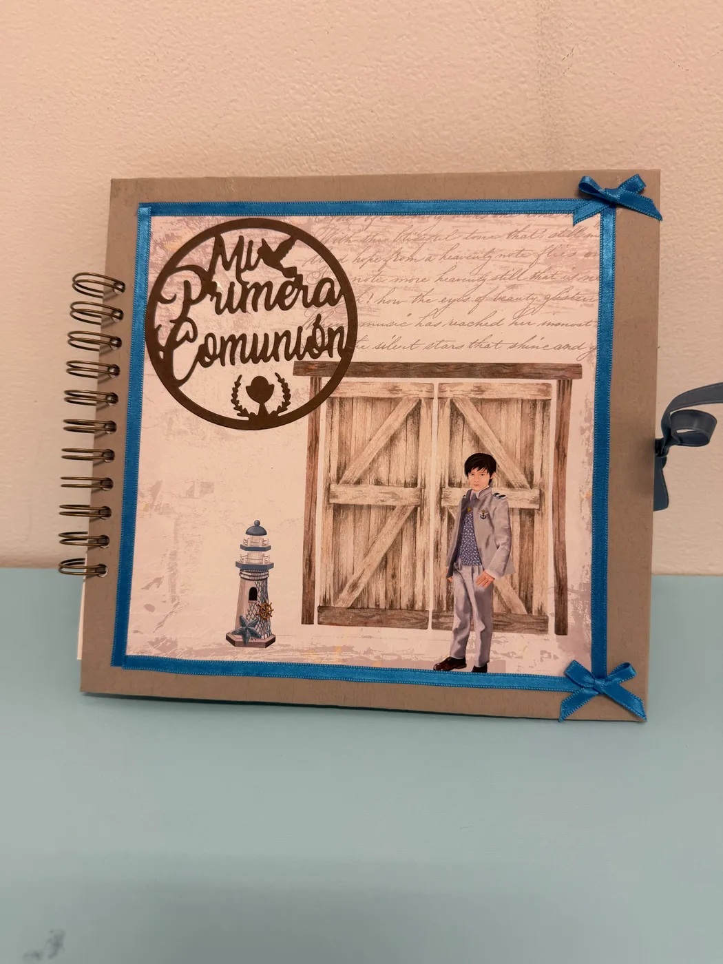 Álbum de Primera Comunión personalizado para niño, temática náutica
